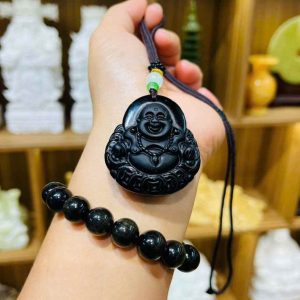 Bộ Sản Phẩm Di Lặc Đá Obsidian