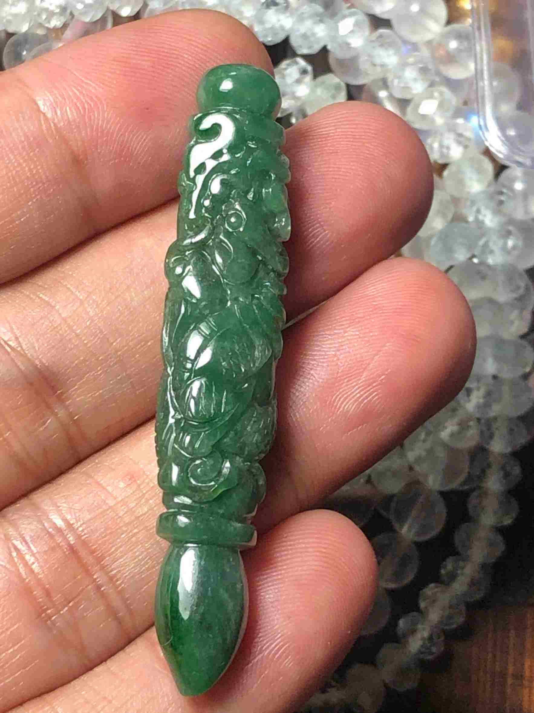 Mặt Dây Chuyền Bút Rồng Ngọc Cẩm Thạch