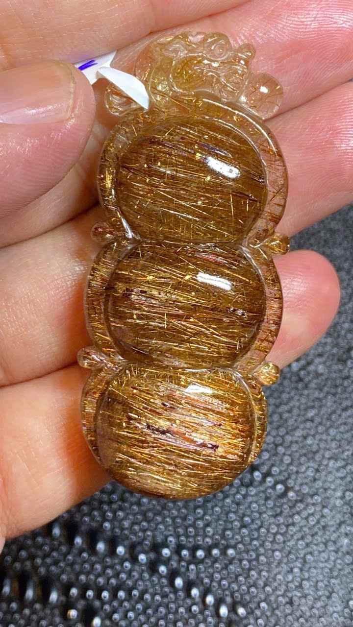 Mặt Dây Chuyền Hạt Đậu Đá Thạch Anh Tóc Nâu