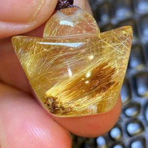 Mặt Dây Chuyền Kim Nguyên Đá Thạch Anh Tóc Vàng Nâu