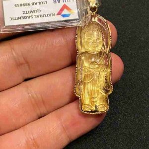 Mặt Dây Chuyền Phật A Di Đà Thạch Anh Tóc Vàng