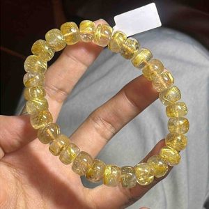 Vòng Tay Kim Tiền Đá Thạch Anh Tóc Vàng