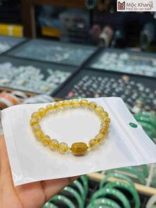 Vòng Tay Đá Thạch Anh Tóc Vàng Mix Lu Thống