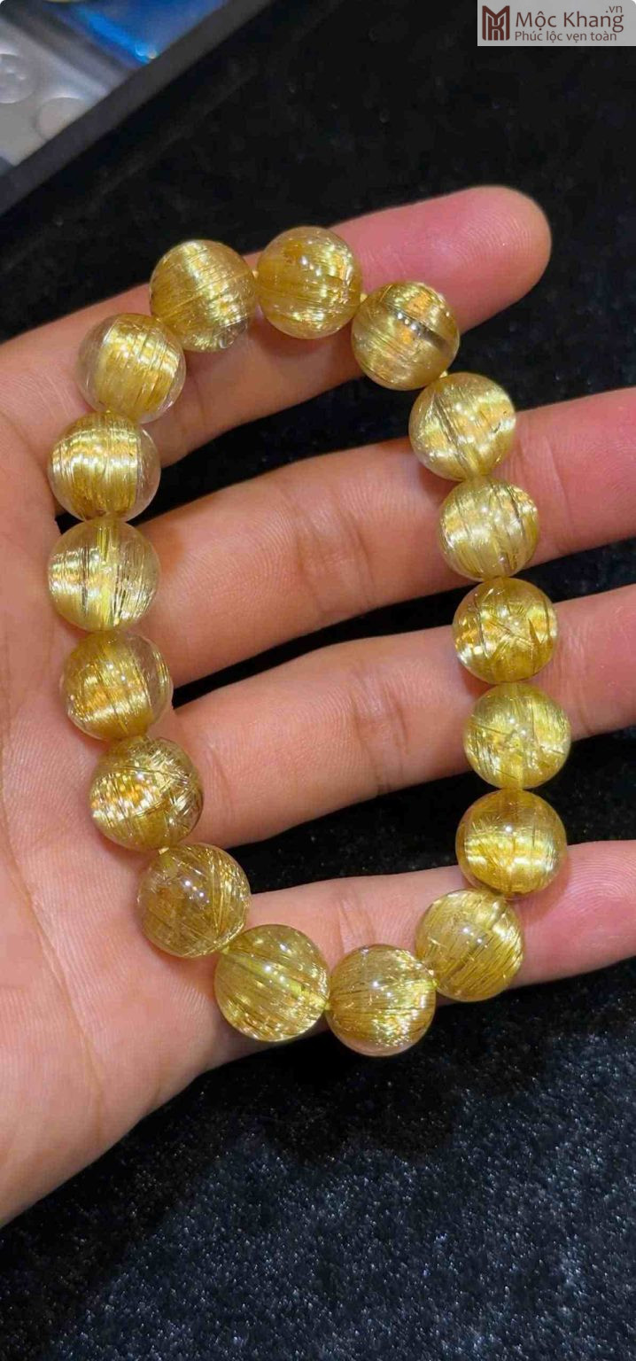 Vòng Tay Đá Thạch Anh Tóc Vàng Bả Mía