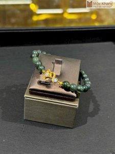 Vòng Tay Đá Thạch Anh Tóc Xanh Mix Hồ Ly Vàng