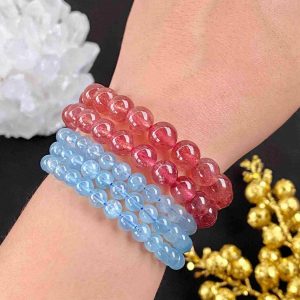 Vòng Thạch Anh Dâu Tây Hồng Hạt 8.8 (mm)