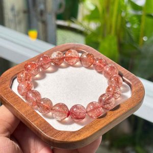 Vòng Thạch Anh Tóc Đỏ Hạt 12.6 (mm)