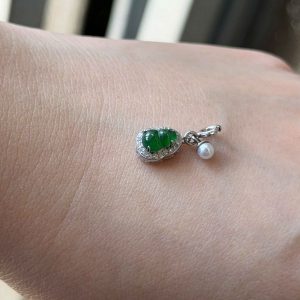 Charm Hồ Lô Băng Lục Ngọc Cẩm Thạch Bạc s925