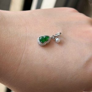 Charm Hồ Lô Băng Lục Ngọc Cẩm Thạch Bạc s925
