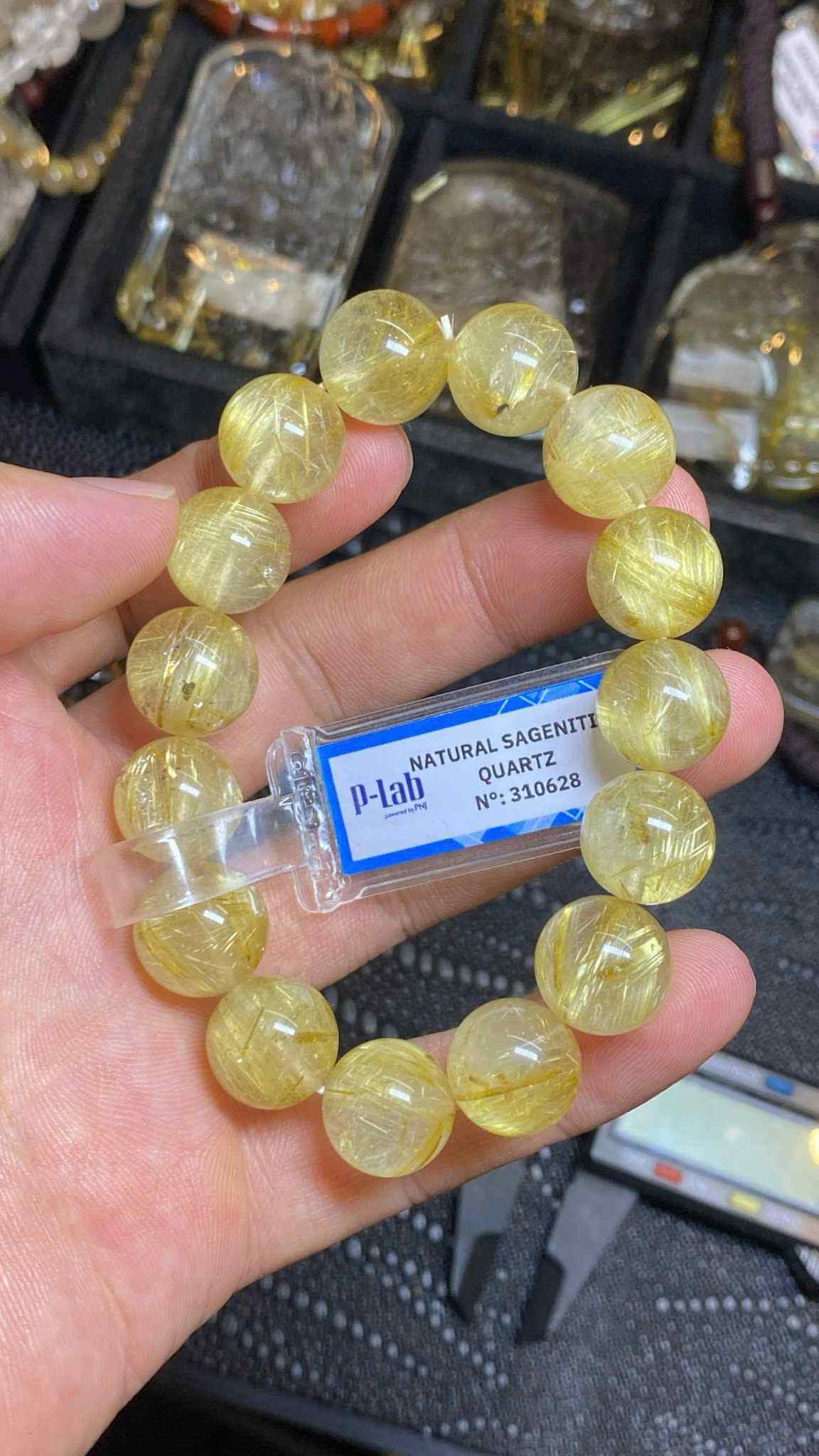 Vòng Tay Thạch Anh Tóc Vàng Hạt 13.4 (mm)