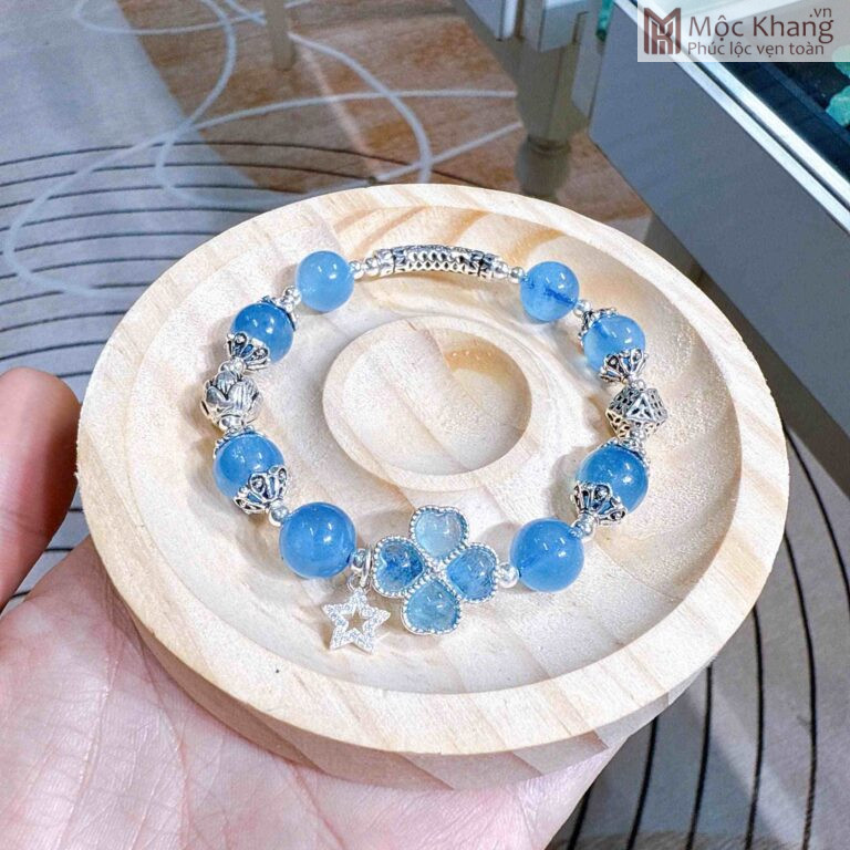 Lắc bạc đá Aquamarine